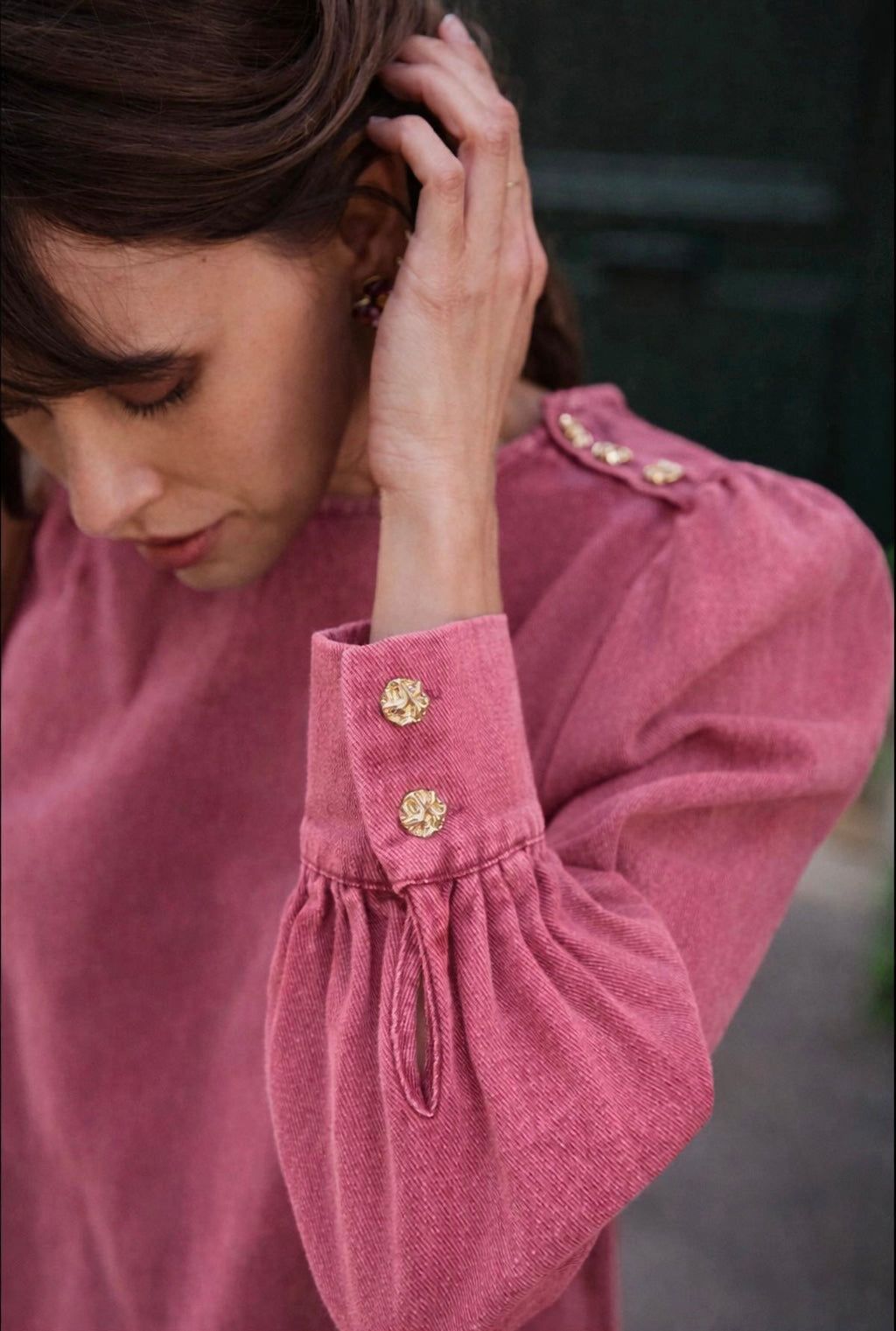 Celestine pink wash denim dress