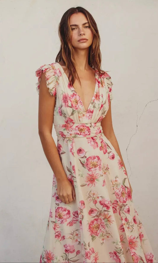 Dream girl plunging floral dress