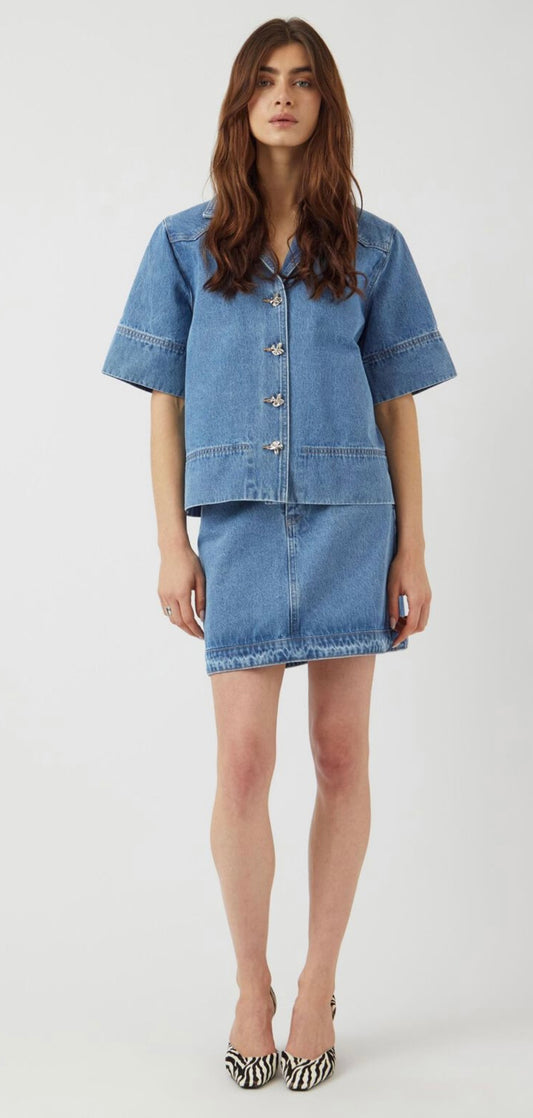 YASCECI Denim button skirt