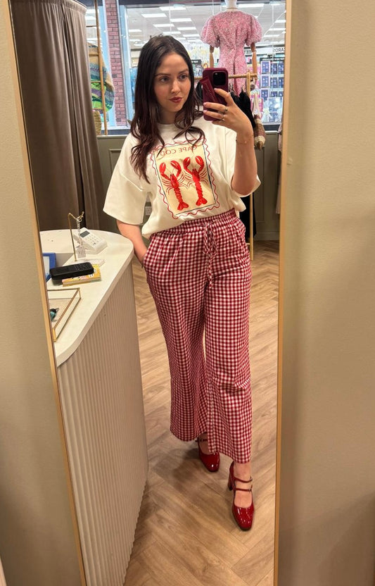 Anya red gingham trousers