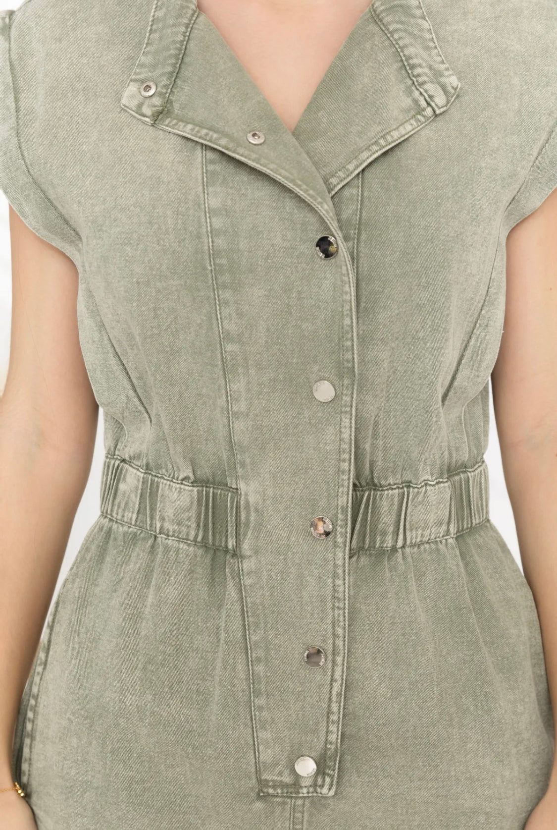 Ava short washed army green jumpsuit