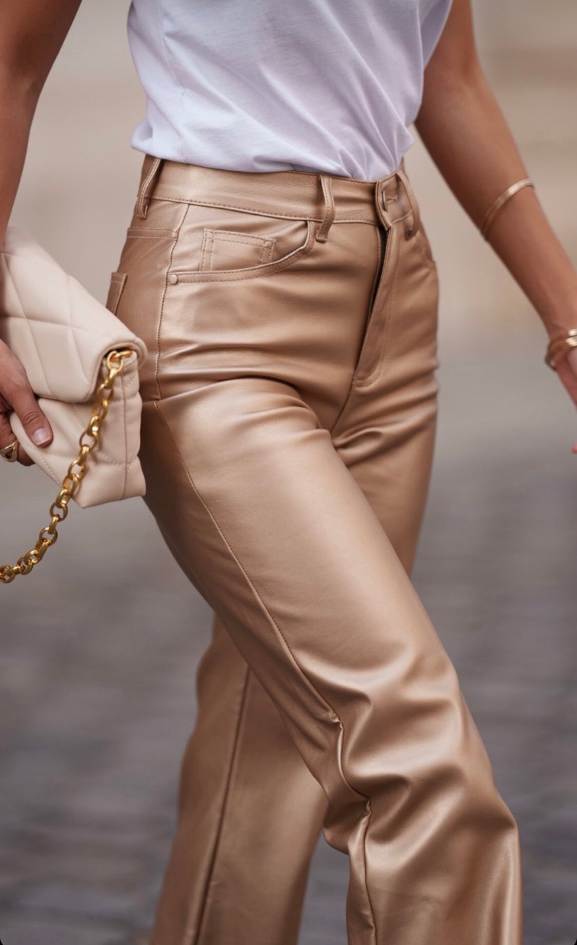 Gold faux leather outlet pants