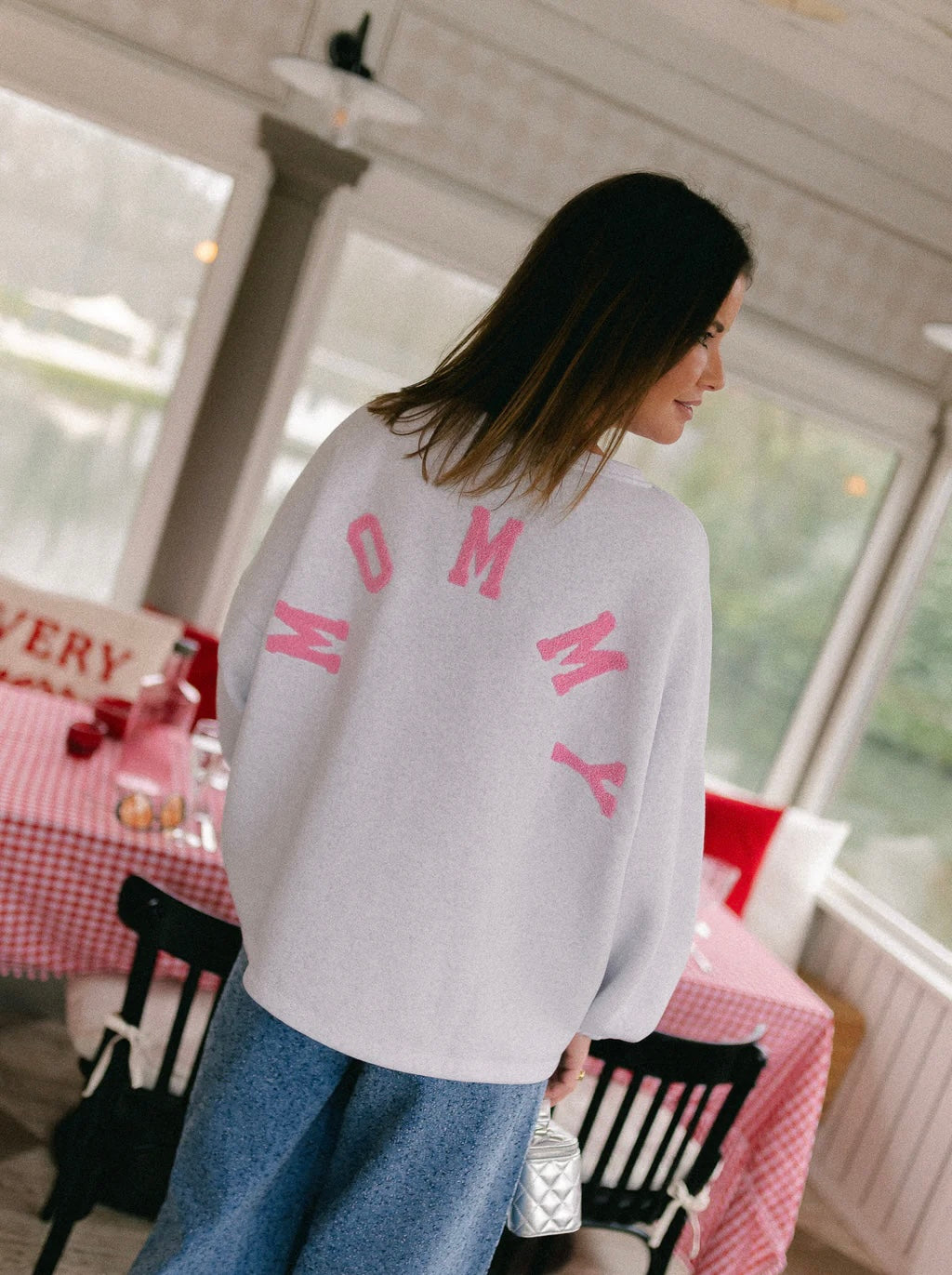 Mommy pink grey sweatshirt