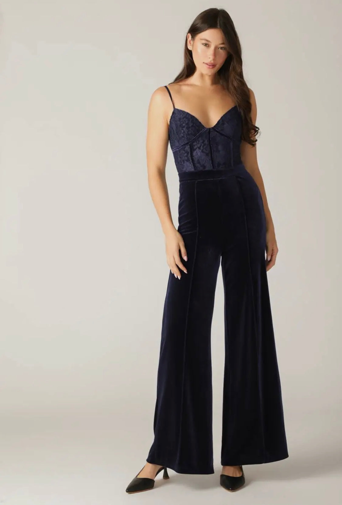 Elise Navy velvet jumpsuit