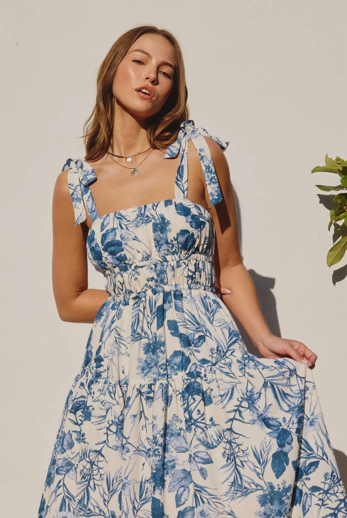 Love Letter shirred fit and flare midi dress