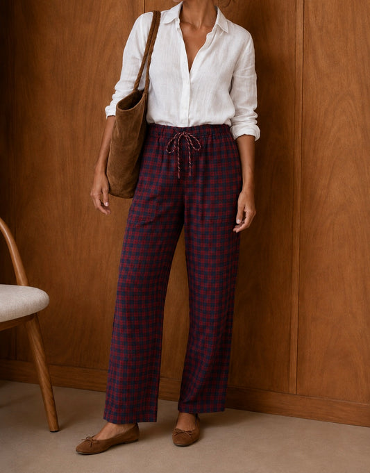 Erica gingham burgundy trousers
