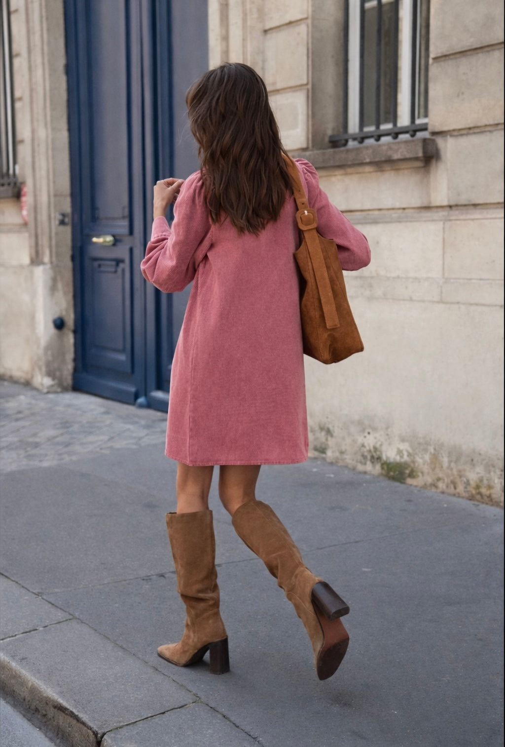 Celestine pink wash denim dress