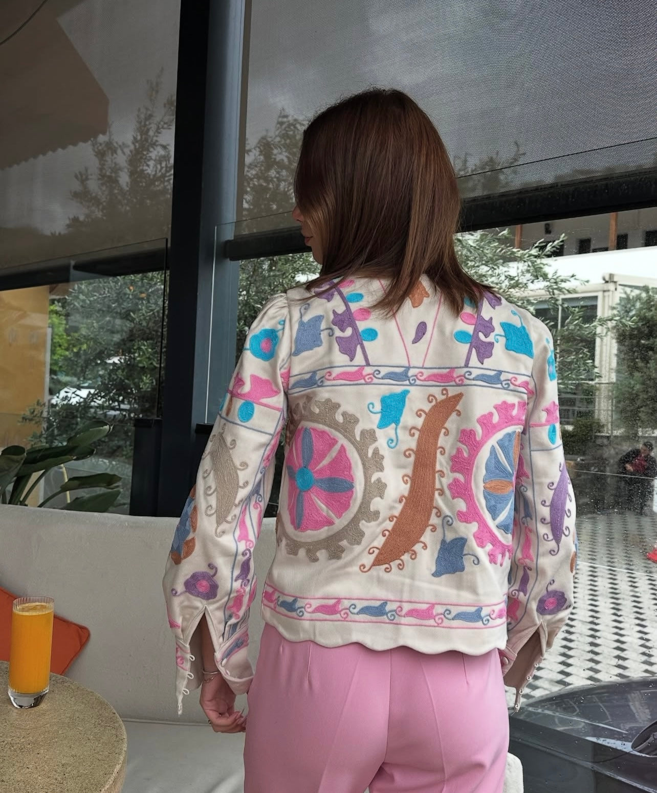 Preorder Christie pink floral embroidered jacket