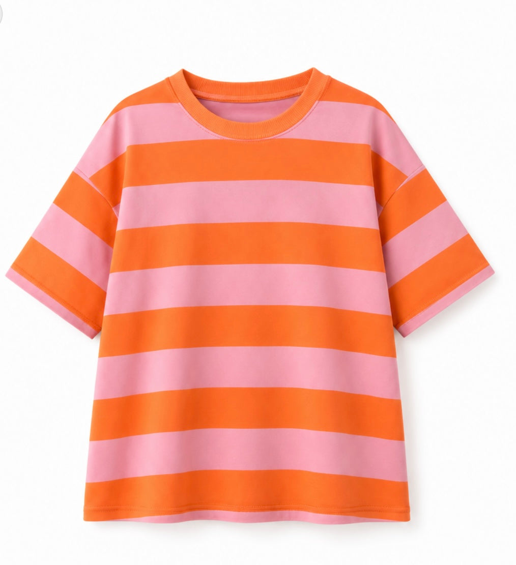 Marely Orange & pink stripe sweatshirt top