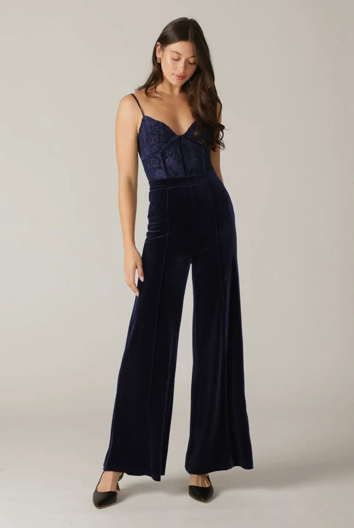 Elise Navy velvet jumpsuit