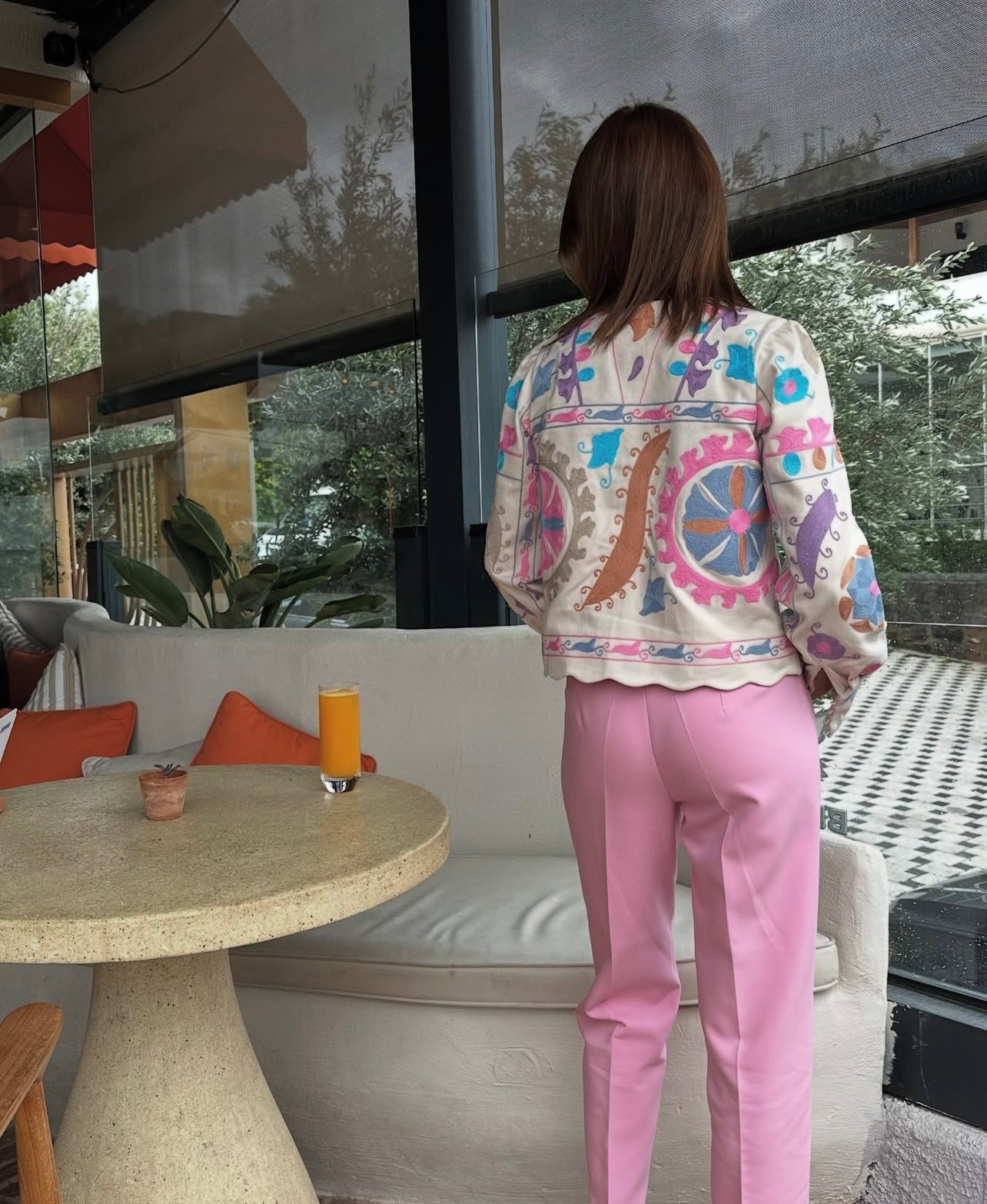 Preorder Christie pink floral embroidered jacket