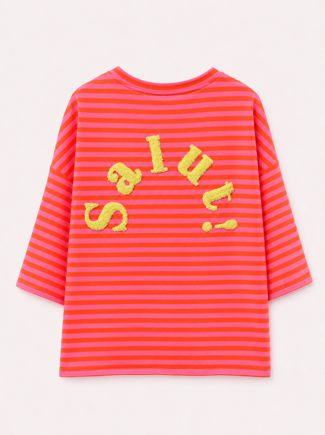 Salut neon yellow pink stripe top