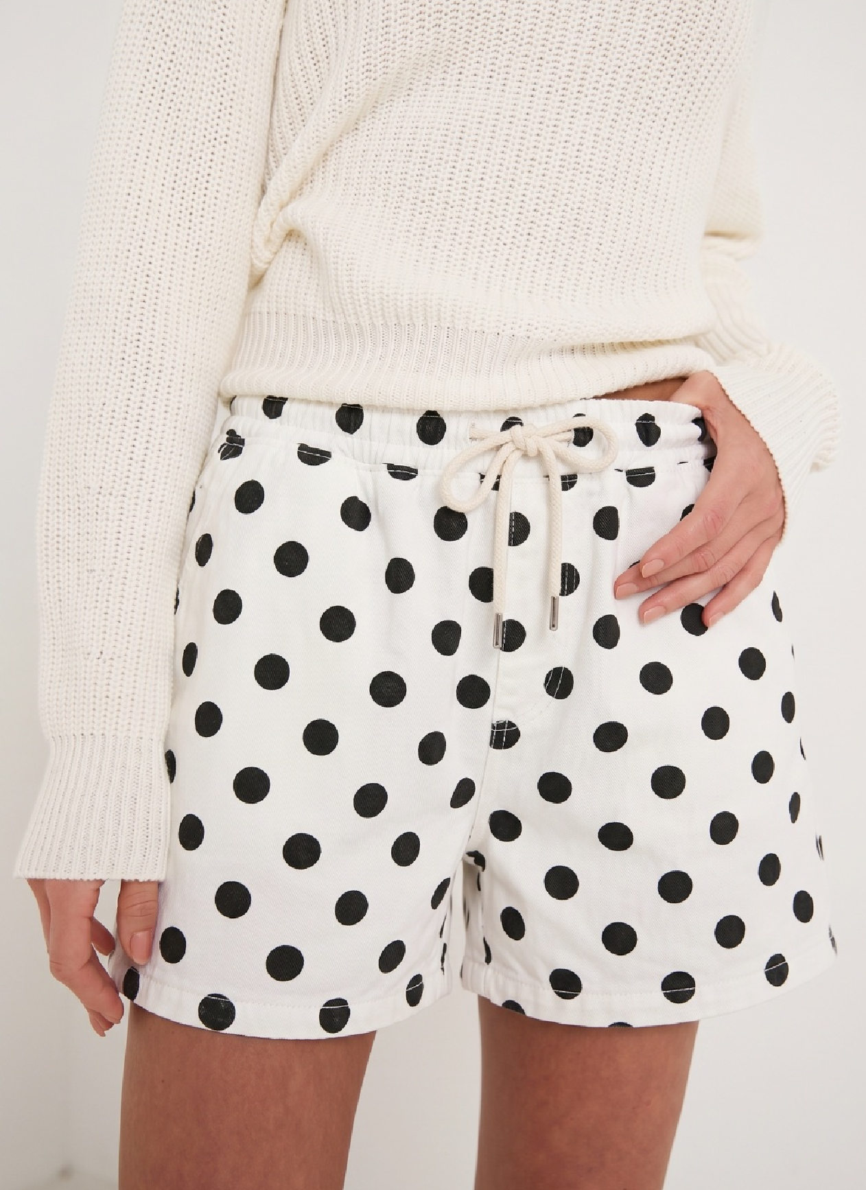 Paula white polka dot shorts