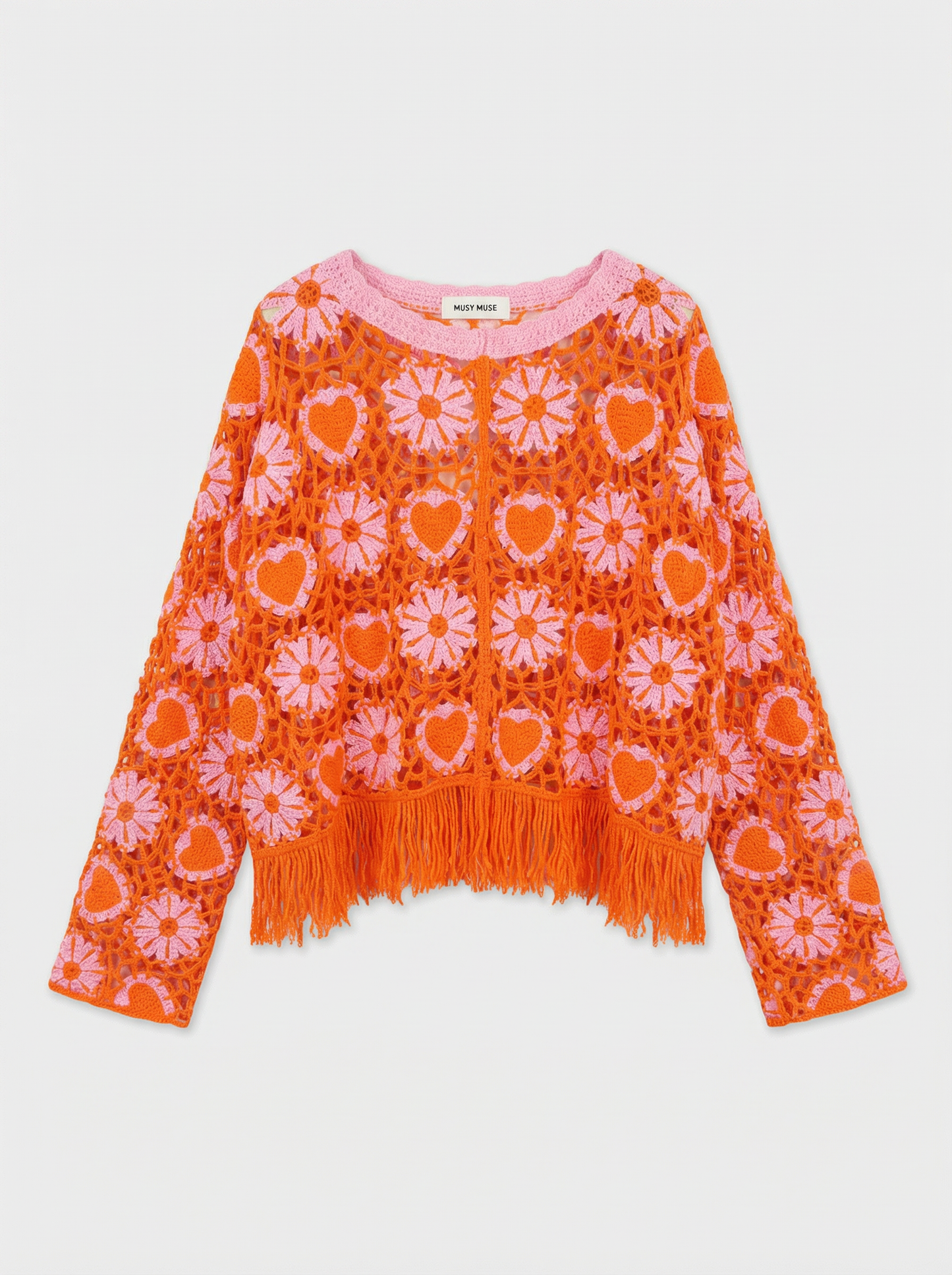 Thea orange & pink crochet top