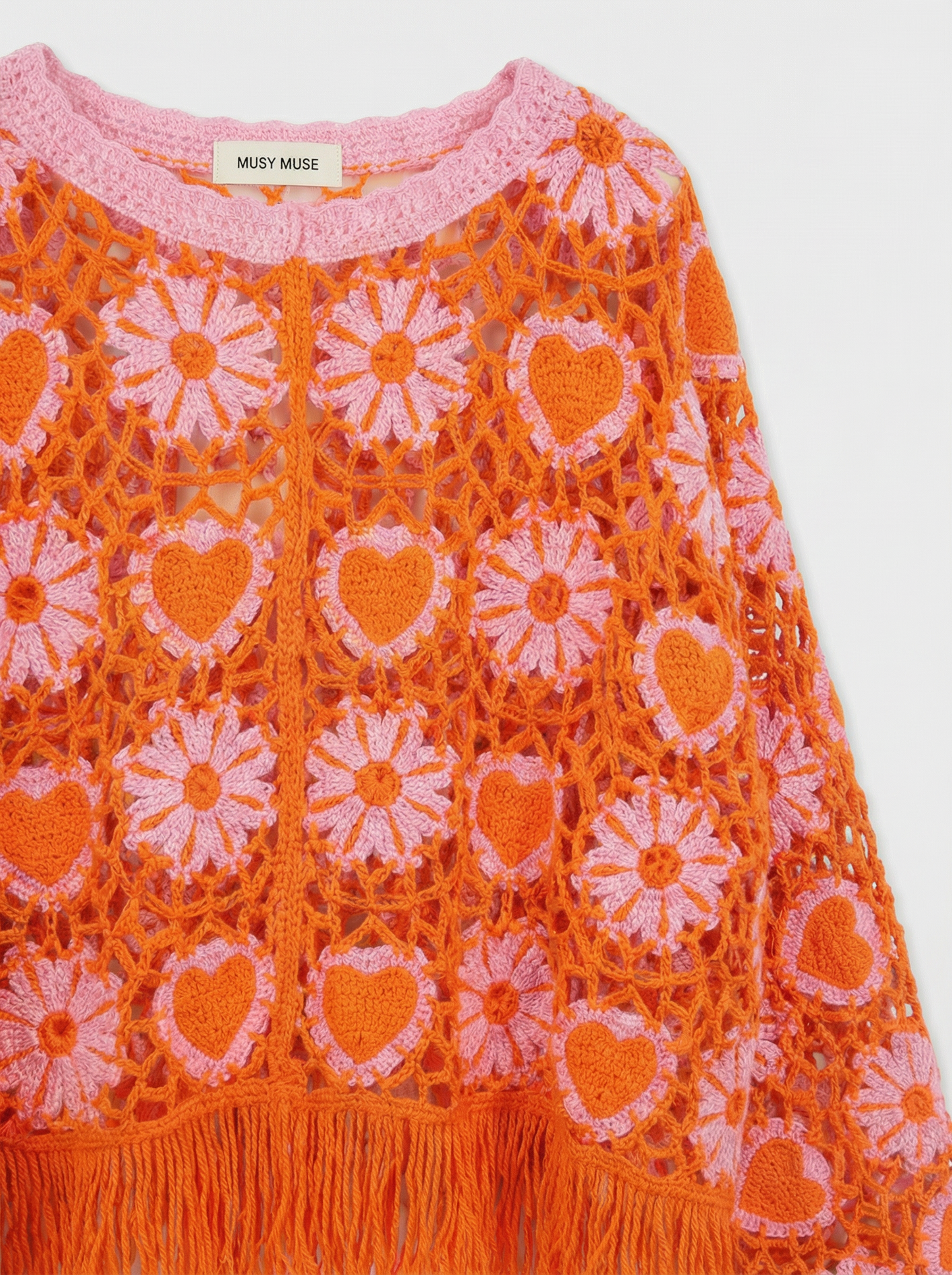 Thea orange & pink crochet top