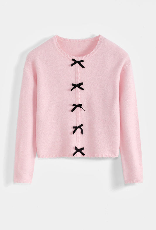 Clara powder pink bow jumper