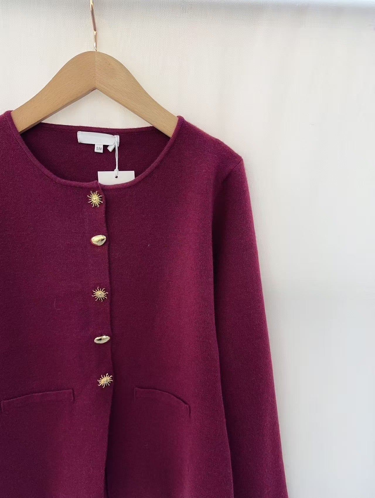 Margot burgundy gold button cardigan