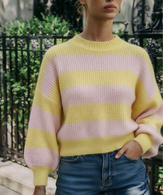 Anna stripe yellow & pink jumper