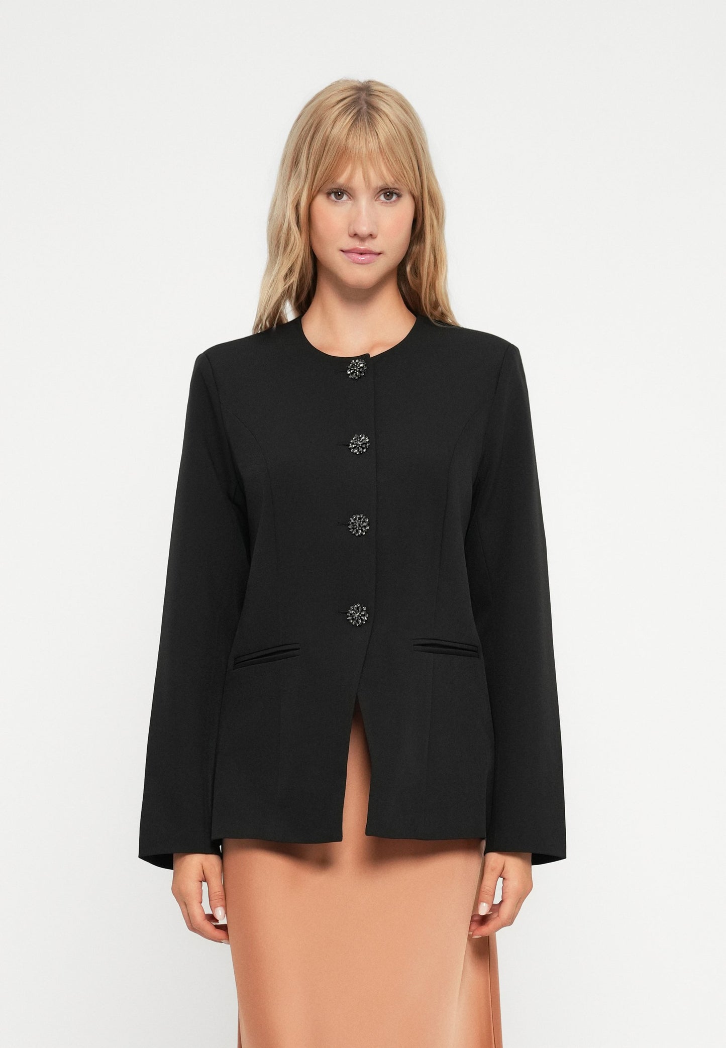 YASVETURA - Black diamond button blazer