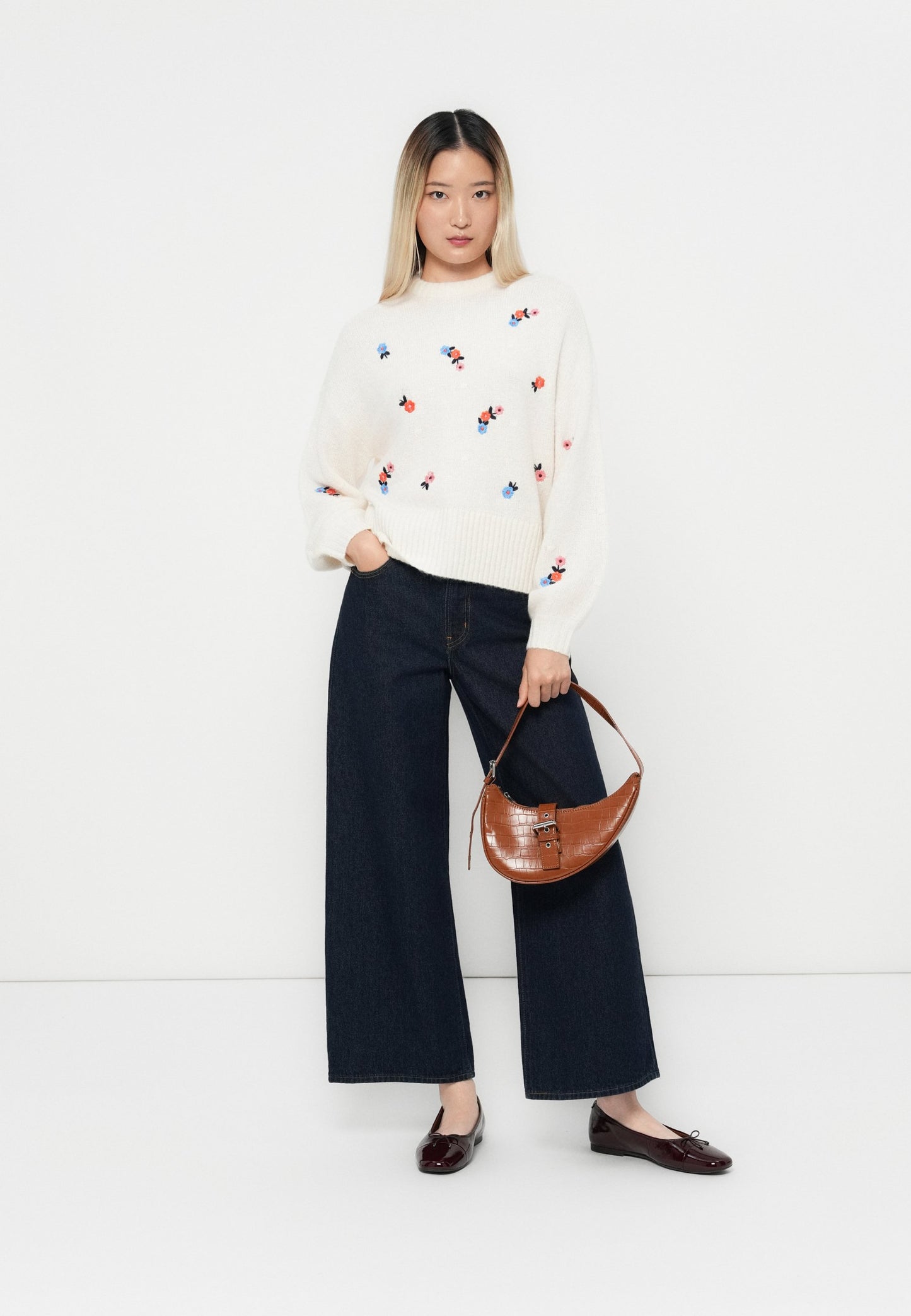YASNANNA - Floral balloon sleeve Jumper