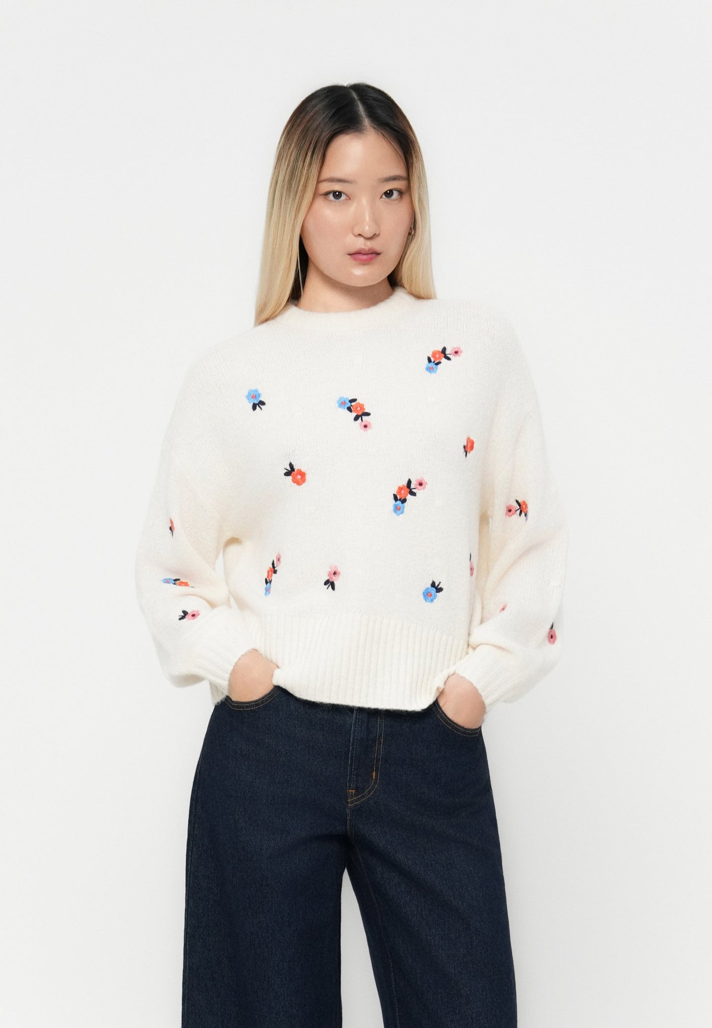 YASNANNA - Floral balloon sleeve Jumper