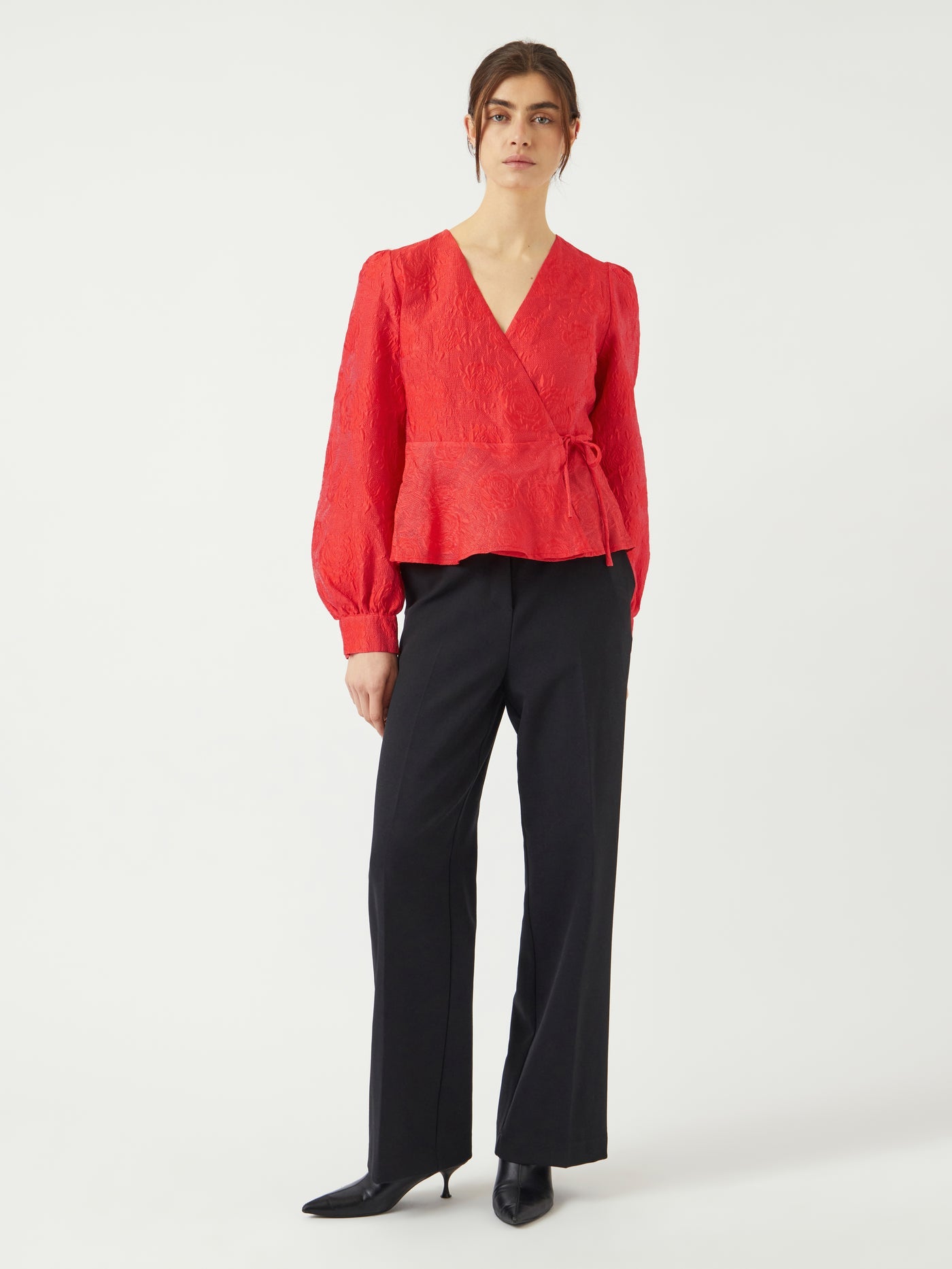 Y.A.S Jorin Long Sleeve Wrap Top, Red