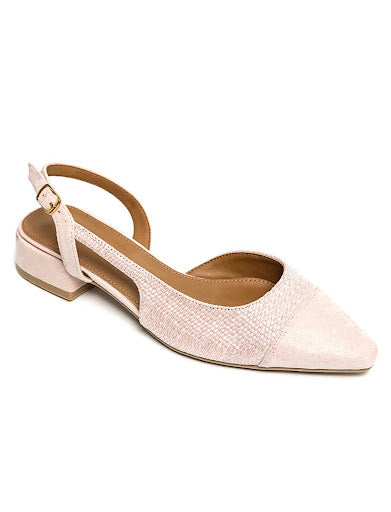 Pink tweed sling back flat shoes