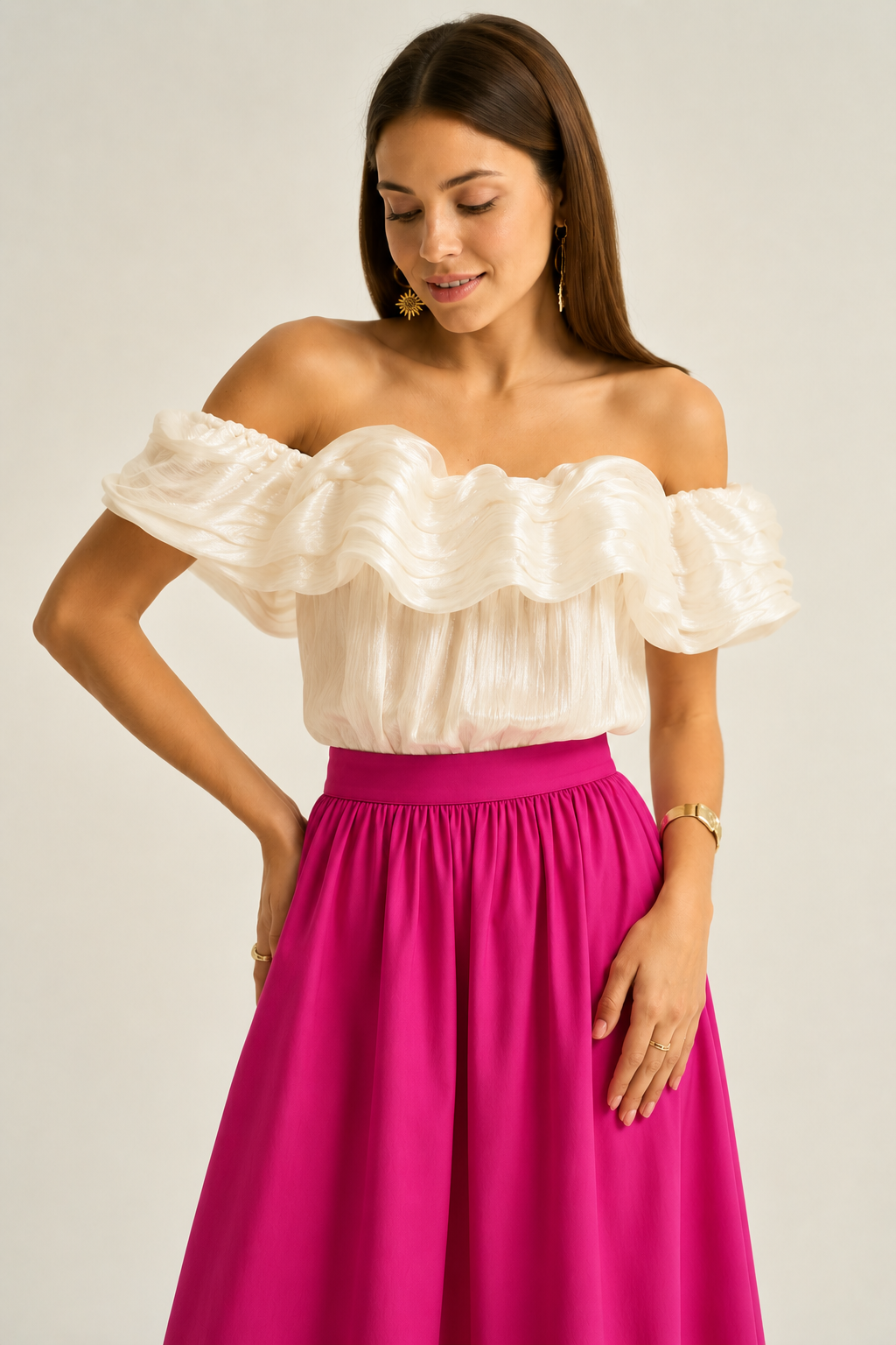 Tina cloud sleeve strapless top