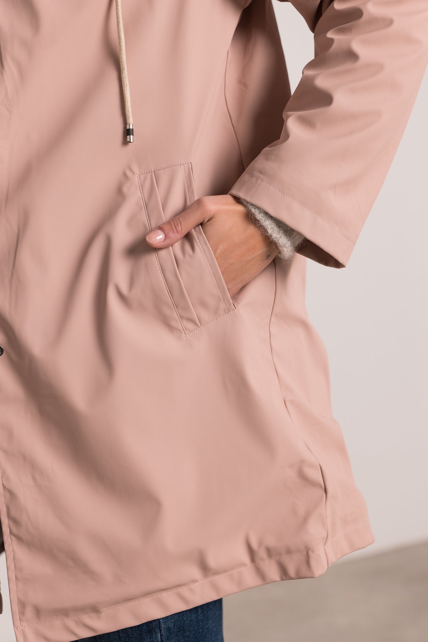 Erin powder pink fur lined rain jacket