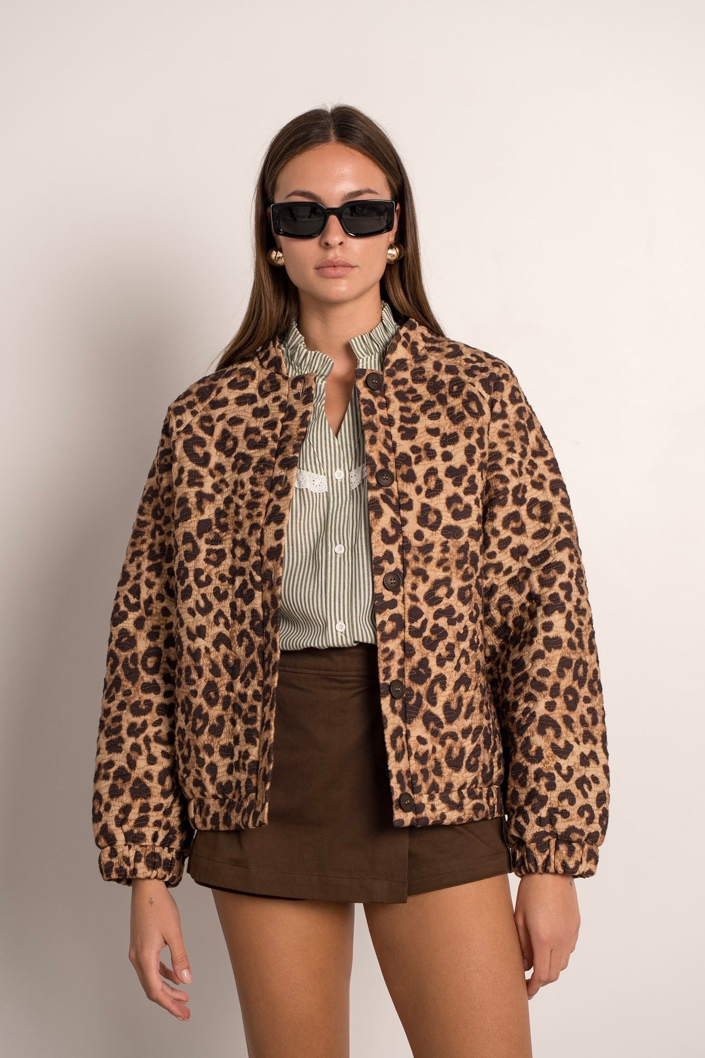 Sara leopard bomber jacket