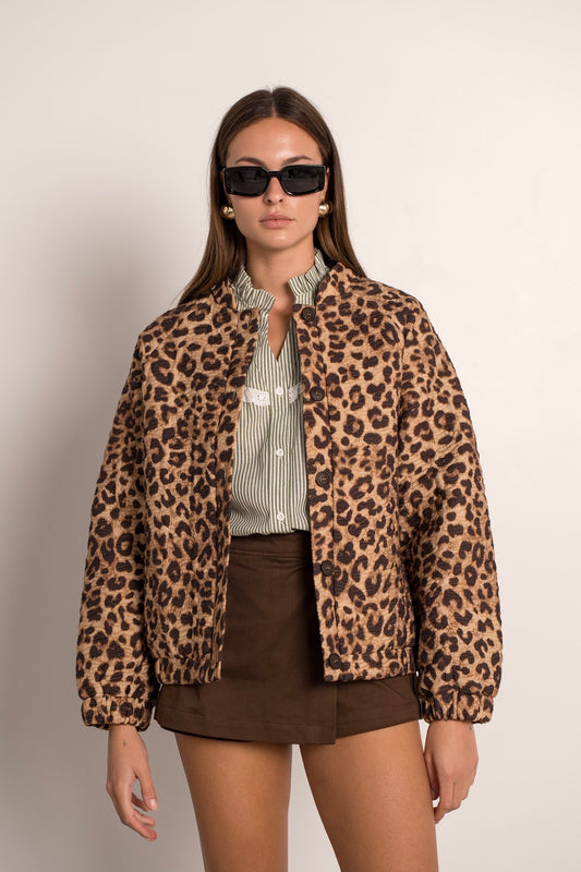 Sara leopard bomber jacket
