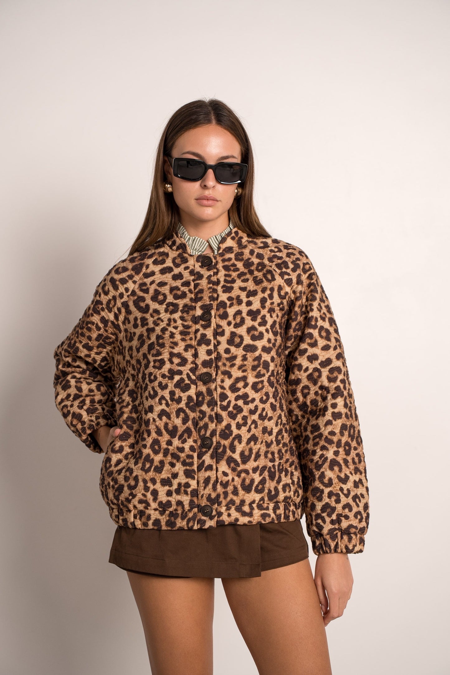 Sara leopard bomber jacket