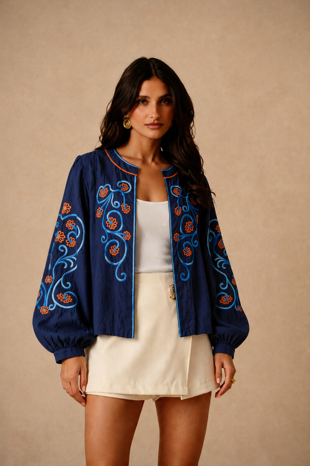 Ottilie navy floral boho jacket