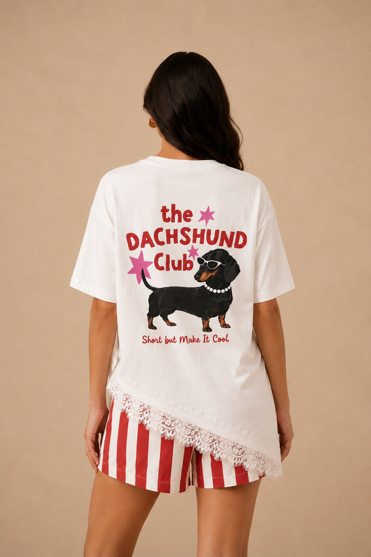 DACHSHUND CLUB tshirt with lace