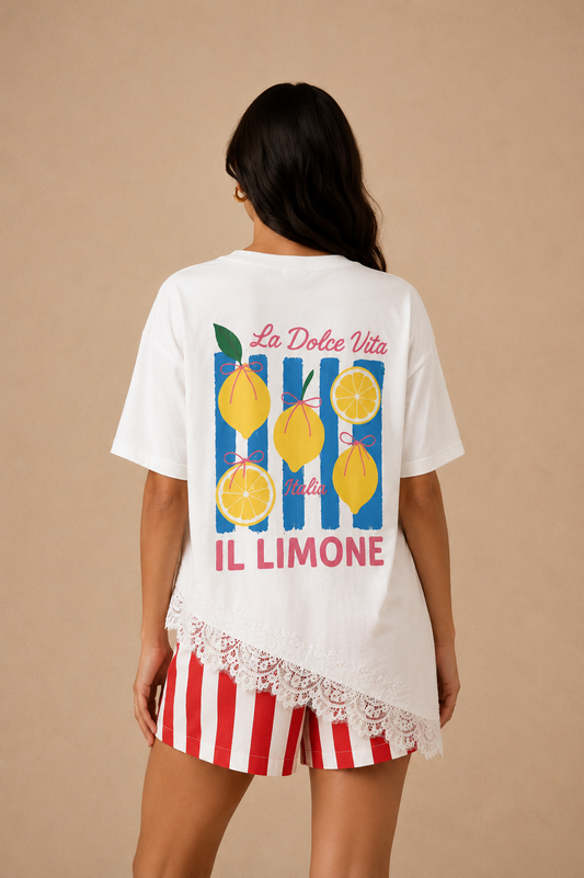 Amalfi coast lemons tshirt with lace