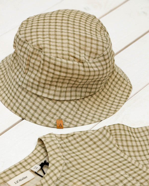 LIL' ATELIER green gingham sun hat
