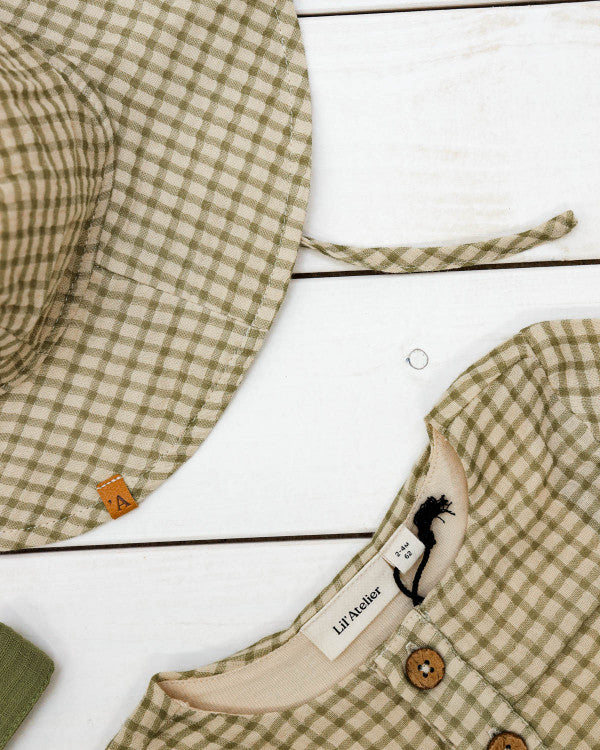 LIL' ATELIER green gingham sun hat