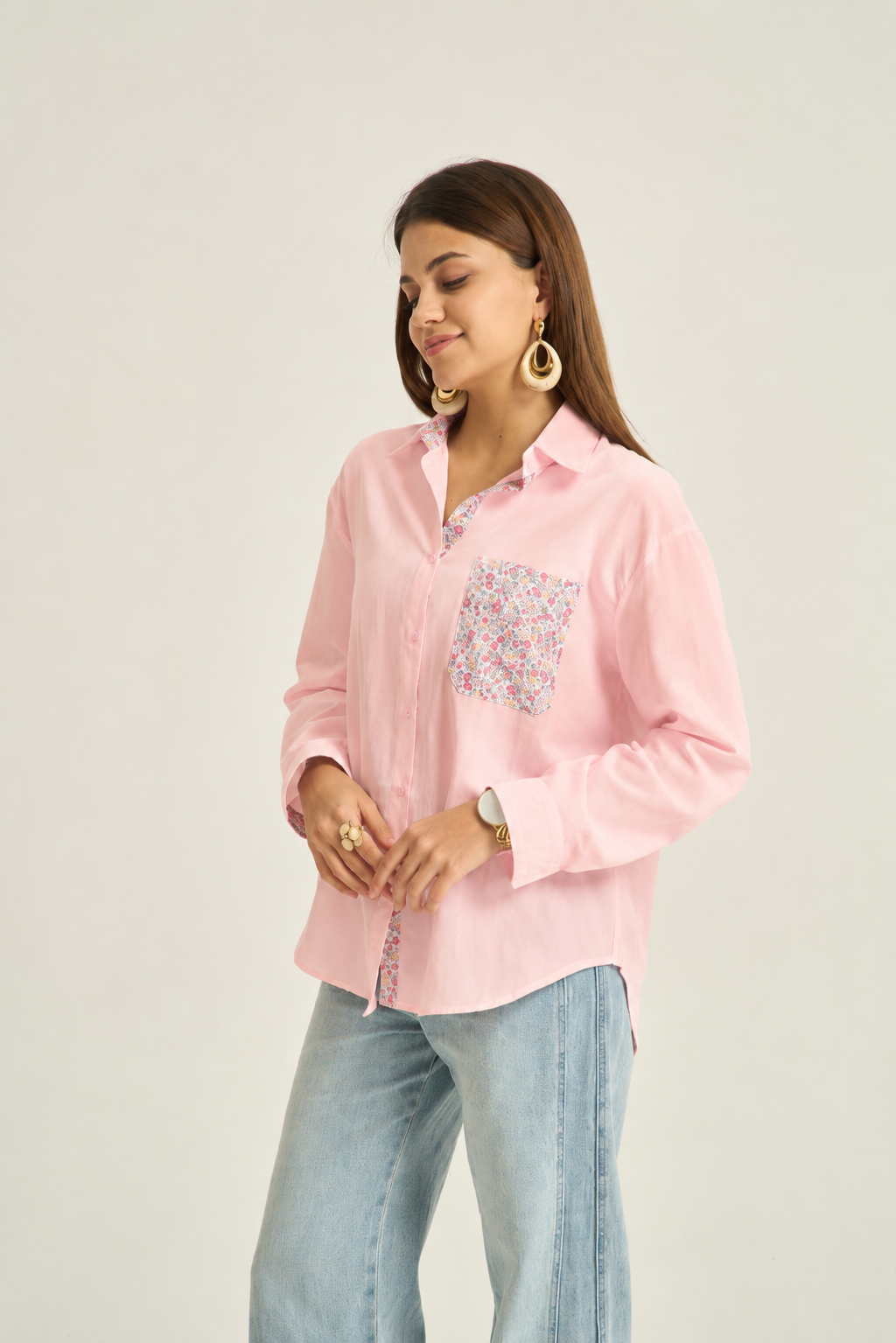 Francis pink floral shirt