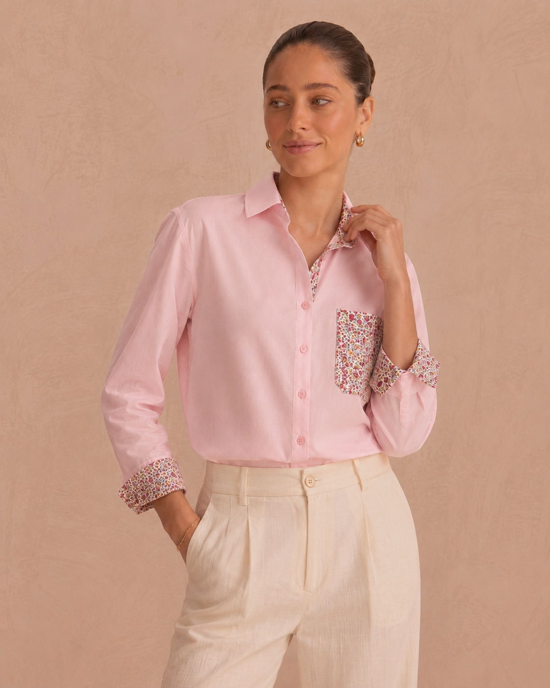 Francis pink floral shirt