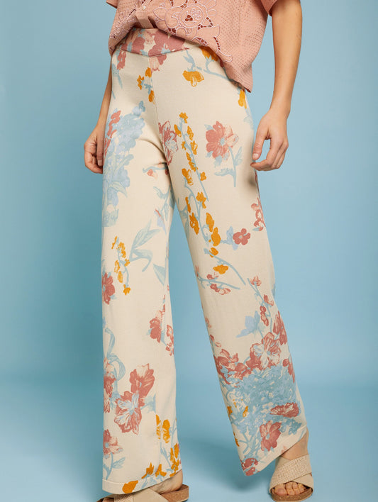 Floral knit trousers