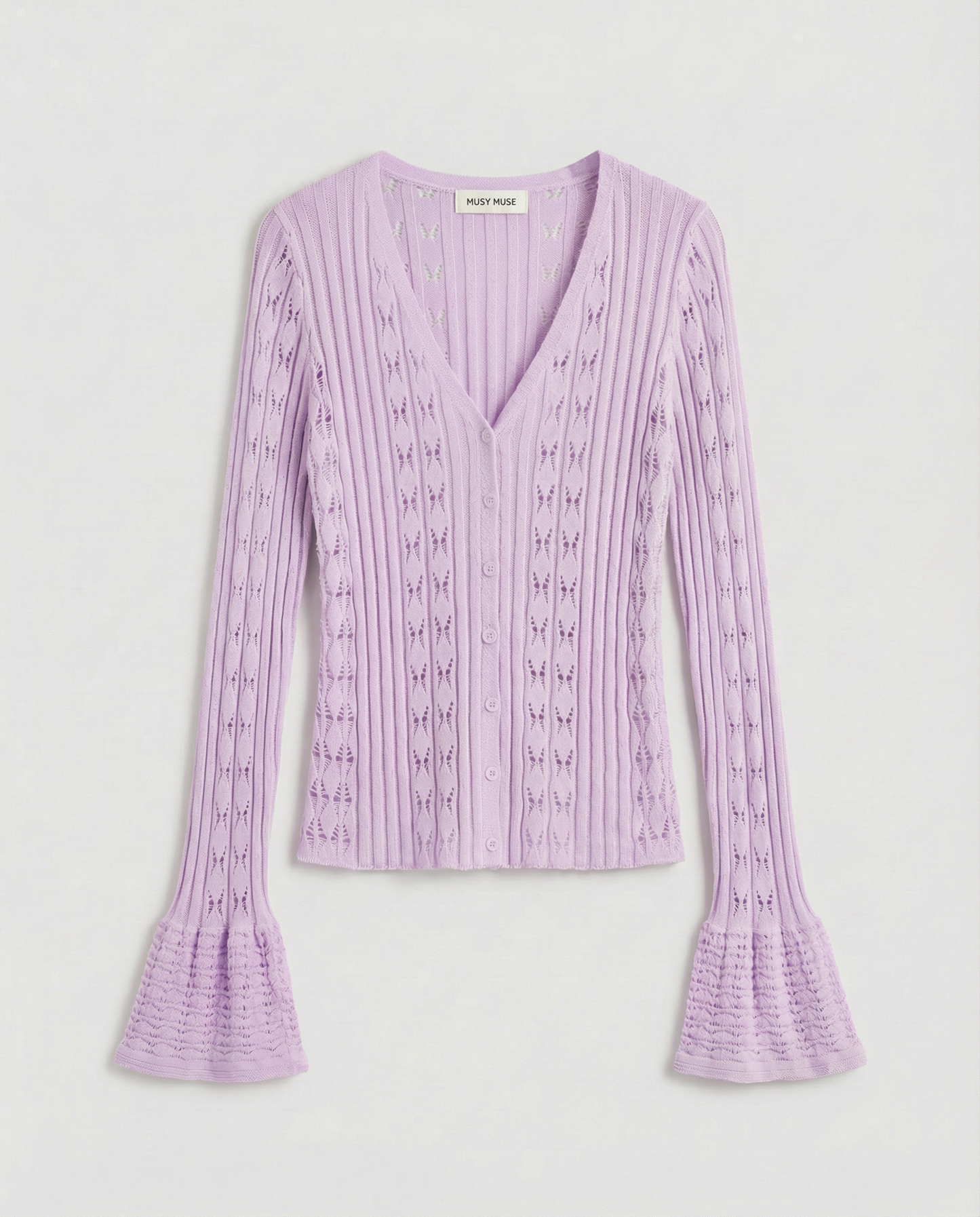 Bella purple v neck ribbed cardigan