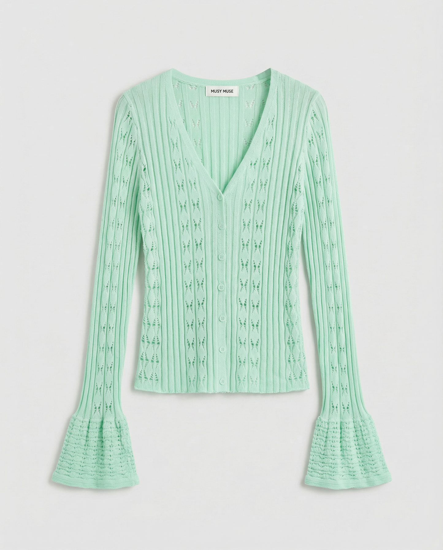 Bella mint v neck ribbed cardigan