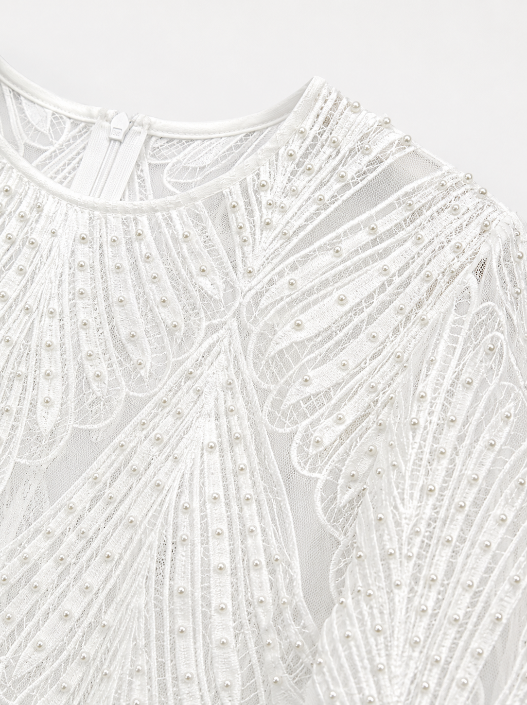Lola white pearl beaded embroidered top