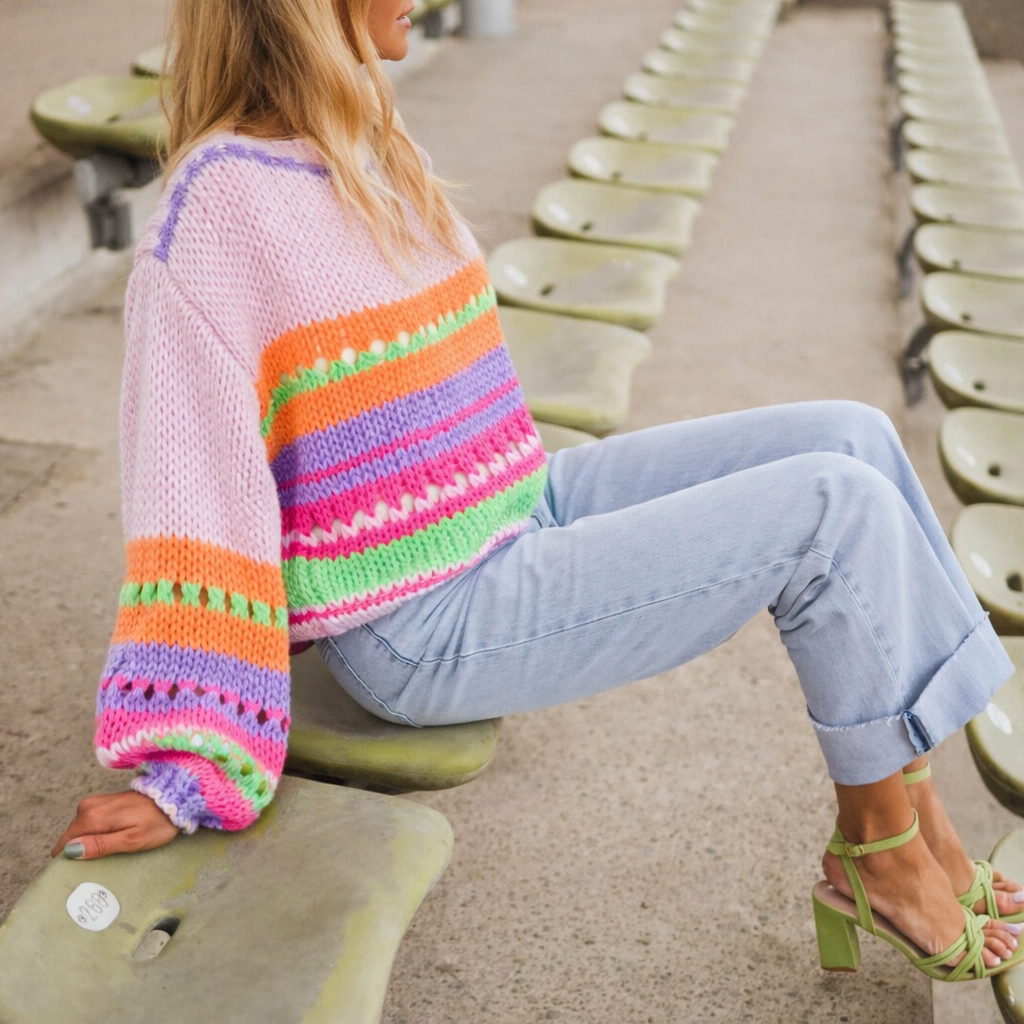 Preorder Maddie neon pink and green jumper