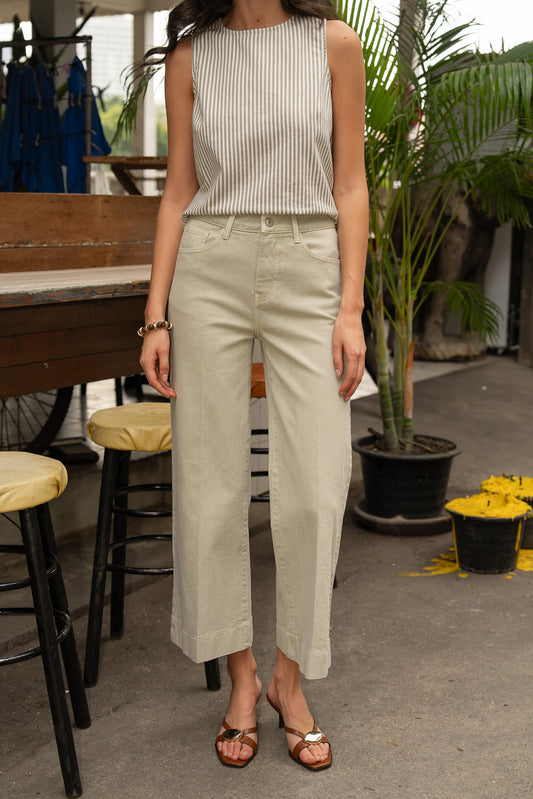 Wide leg sage green jeans