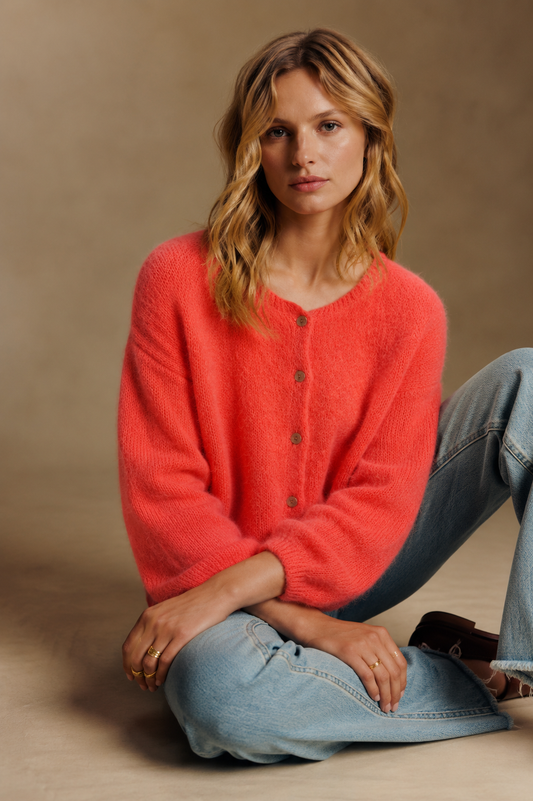 Riley mohair coral cardigan