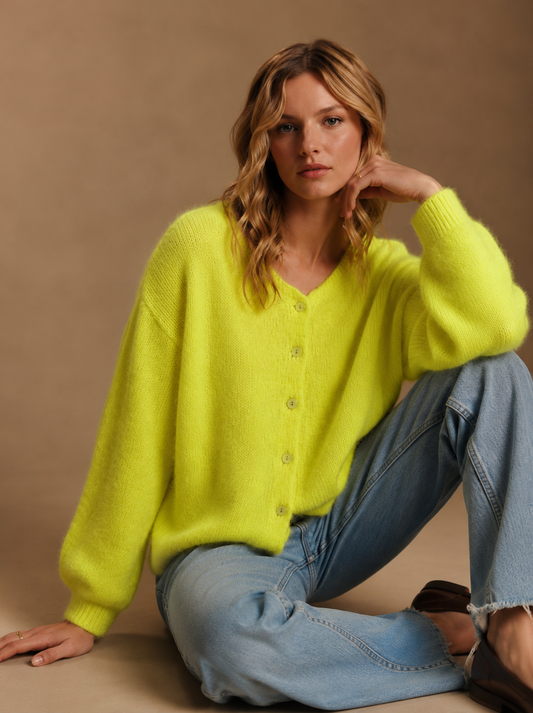 Riley mohair neon yellow cardigan