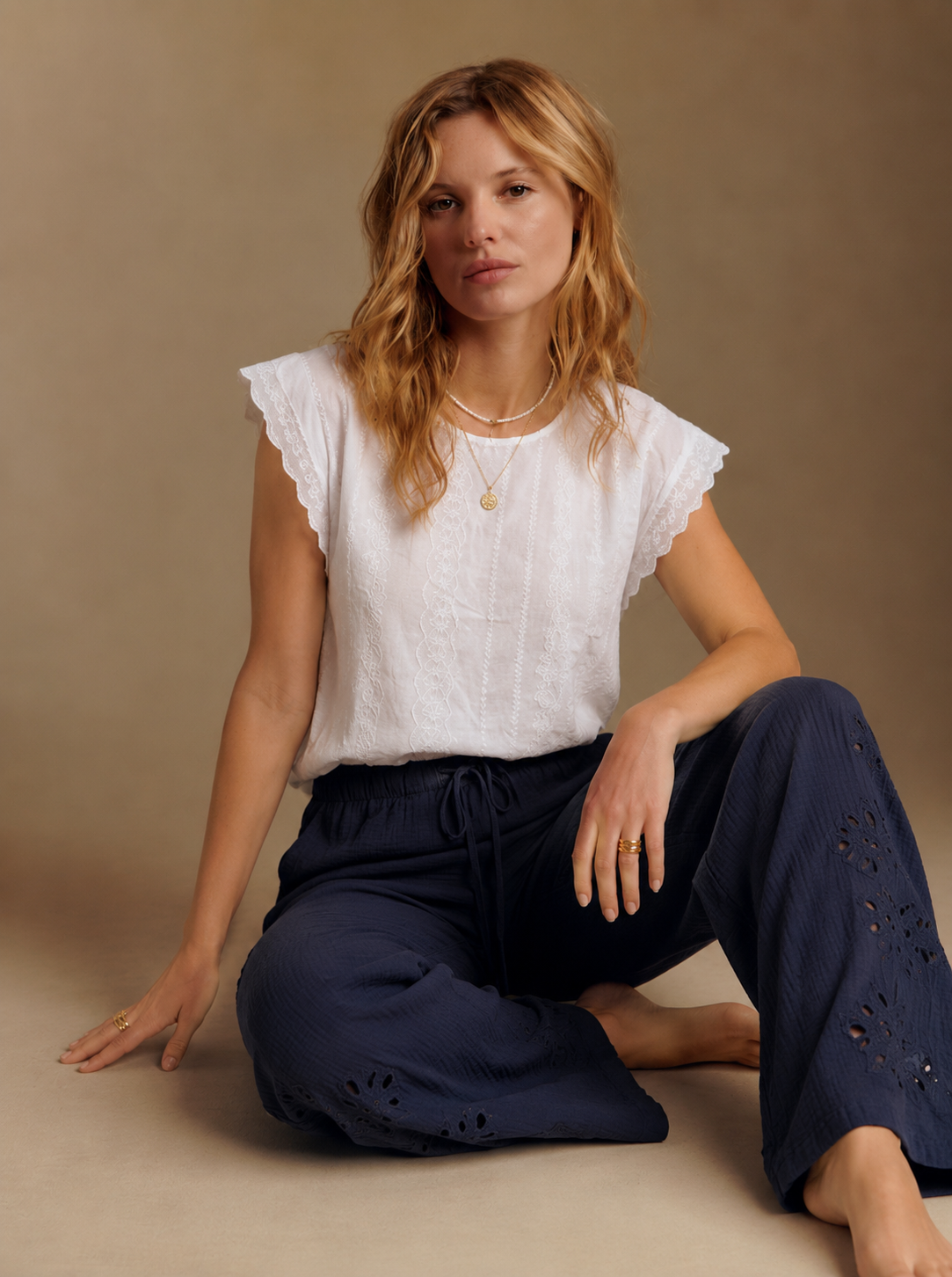Charlene white lace cotton top