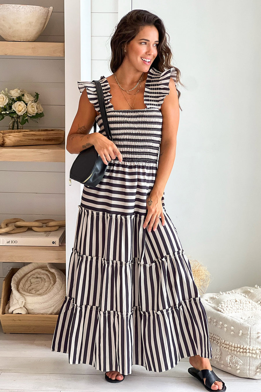 Amelia Multi Colour Stripe Tiered Maxi Dress