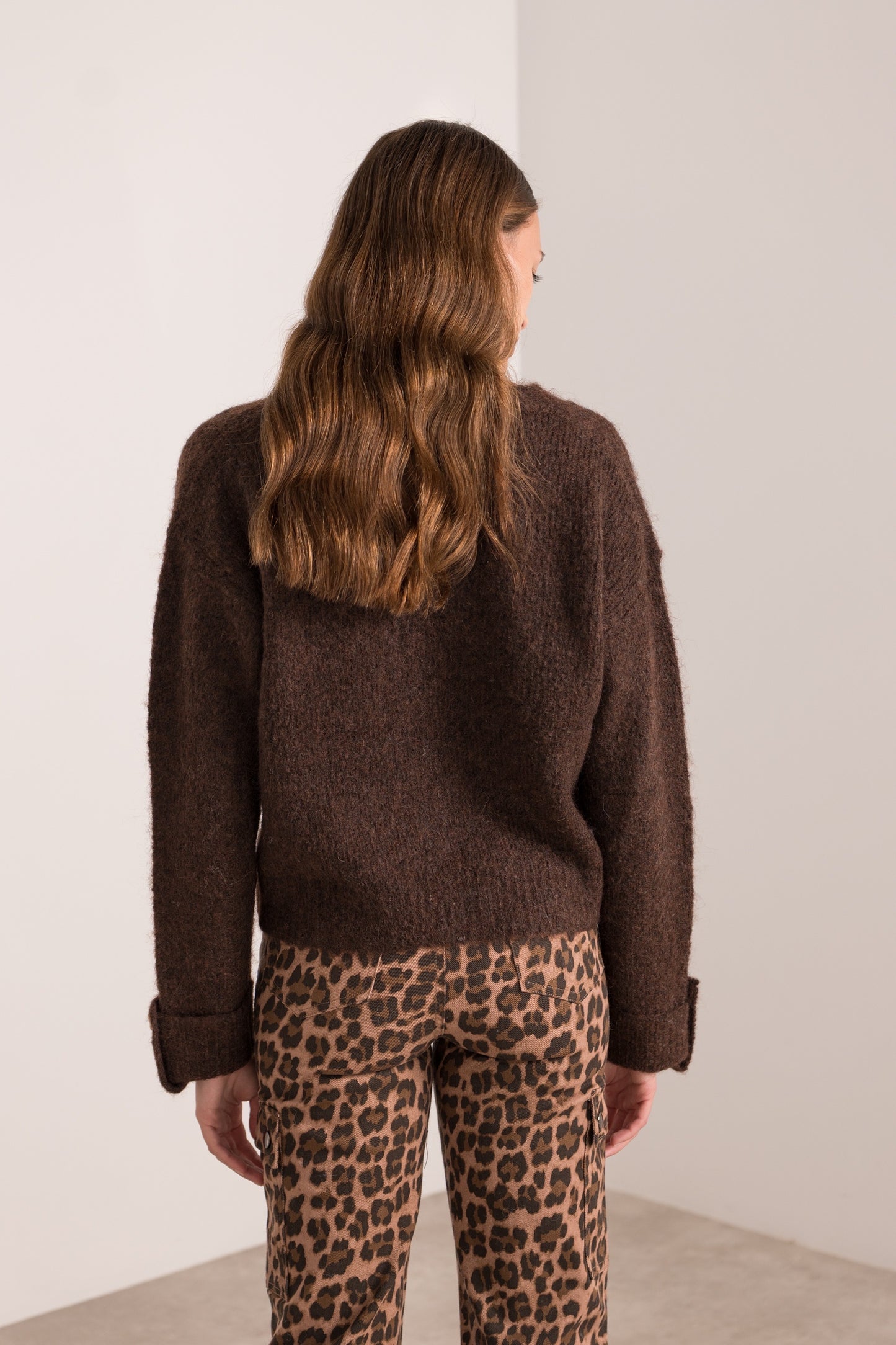 Isla chocolate brown gold button cardigan